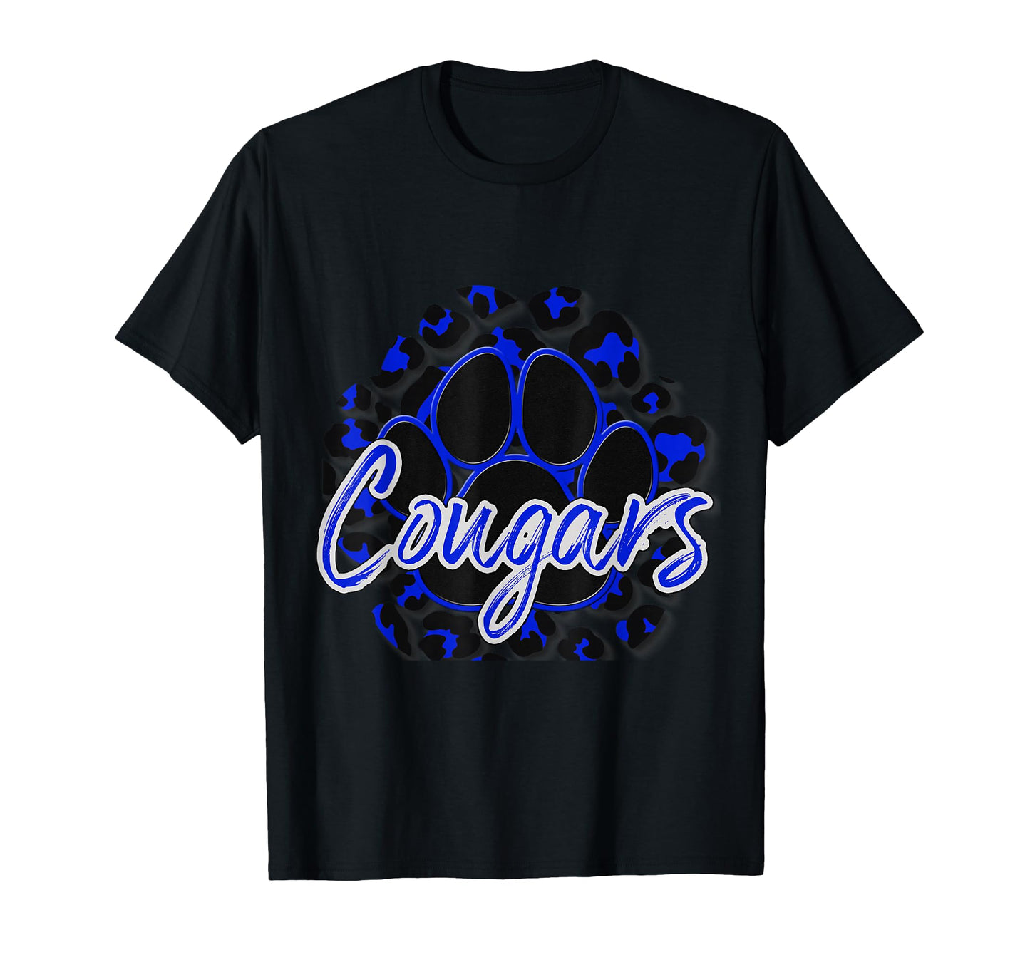 Cougar Blue Black Cheetah School Sports Fan Team Spirit T-Shirt