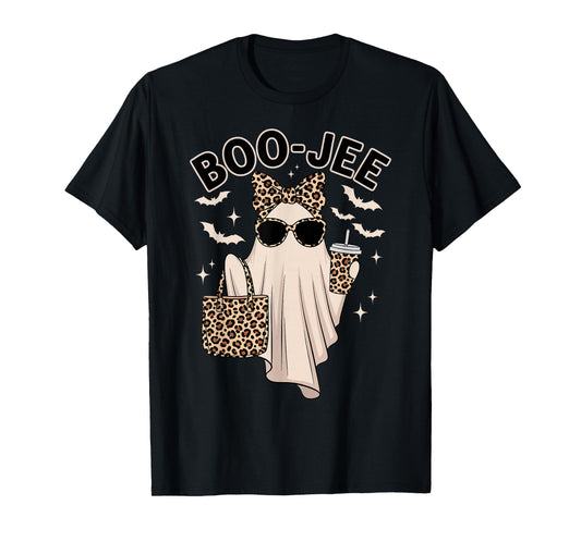 Coquette Leopard Boo-JEE Ghost Halloween Ghost Women Girls T-Shirt