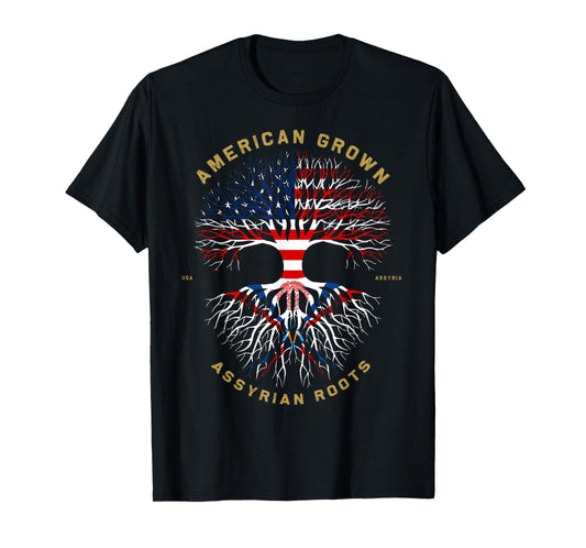 American Grown With Assyrian Roots Tree USA Flag Gifts Idea T-Shirt