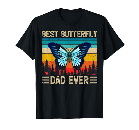 Mens Butterfly Vintage Funny Best Butterfly Dad Ever Father's Day T-Shirt