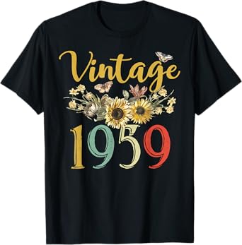 Vintage 1959 Sunflower 66th Birthday Awesome Since 1959 T-Shirt