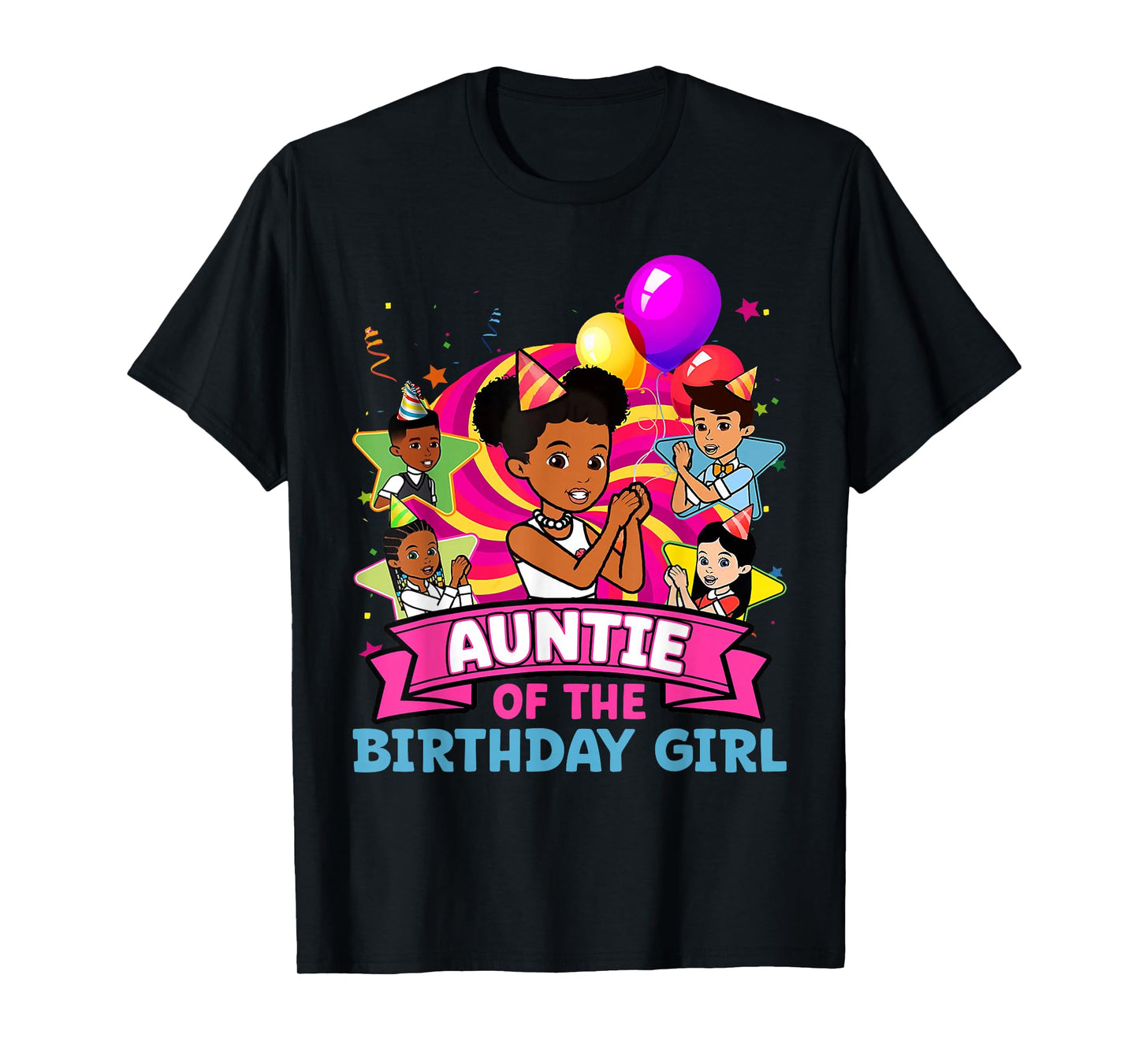 Auntie the Birthday Girl Party Pink Doll Family Decorations T-Shirt