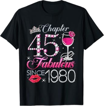 Chapter 45 Fabulous Since 1980 45th Birthday Queen Diamond T-Shirt
