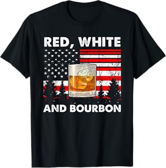 Red White And Bourbon Patriotic American USA Flag T-Shirt for Women Men