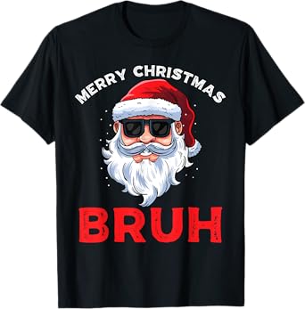 Merry Christmas Bruh Meme Funny Saying for Brother Boys Men T-Shirt