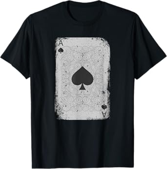 Vintage Distressed Ace of Spades Poker Playing Card Art T-Shirt
