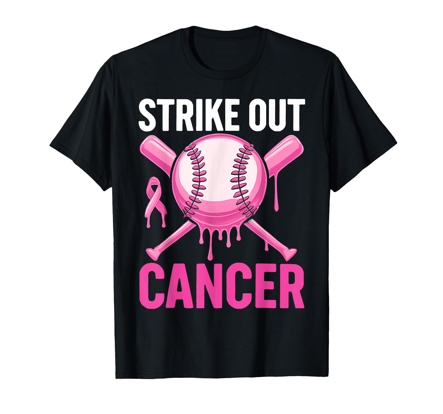 Strike Out Cancer Breast Cancer Awareness Baseball Warrior T-Shirt