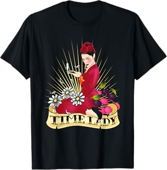 Doctor Who Rockabilly Missy Time Lady Vintage TimeTravel Fan T-Shirt - Women's Unisex-Adults Black Cotton Classic Fit Crew Neck Short Sleeve T-Shirt - Small