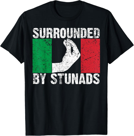 Funny Italian Gift For Men Women Cool Surrounded By Stunads T-Shirt