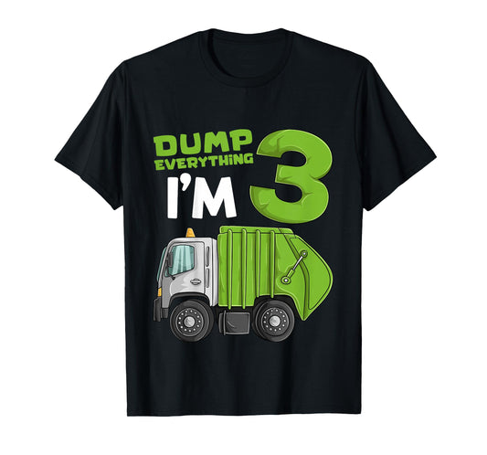 Kids Garbage Truck 3rd Birthday Boy Shirt, Trash Truck Toddler T-Shirt