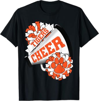 Tigers Cheerleading Back To School Cheer Team Spirit Orange T-Shirt