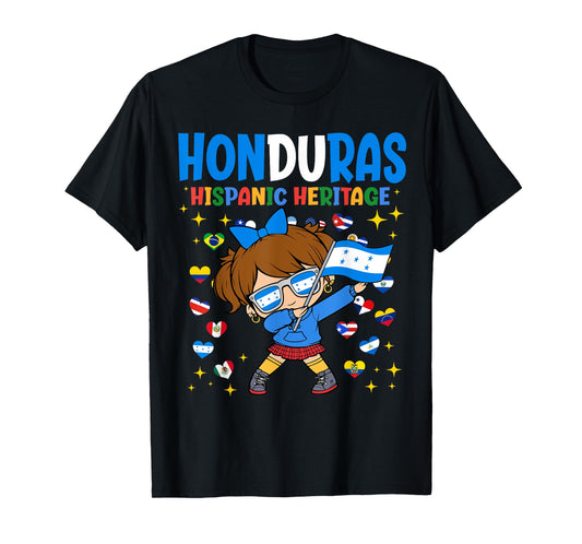 Hispanic Heritage Month Honduras Flag Honduran Girl Kids T-Shirt