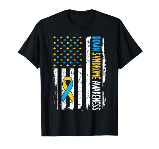 Down Syndrome Awareness American Flag T21 Down Syndrome T-Shirt