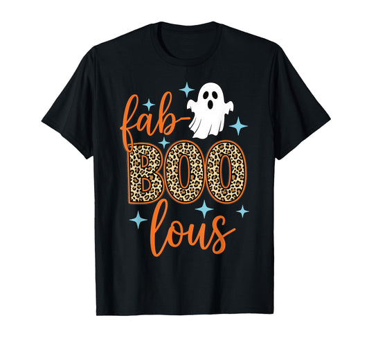 Funny Halloween Leopard Print Fab Boo Lous Ghost Tee T-Shirt