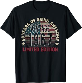 58th Birthday Gift men Vintage born 1967 turning 58 Year Old T-Shirt