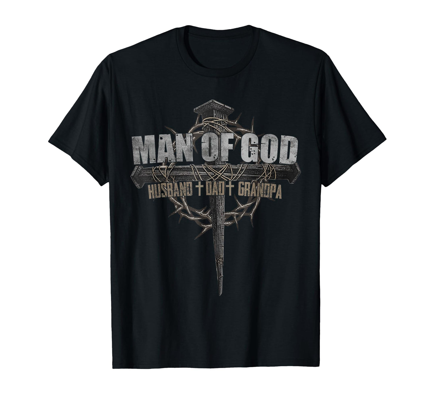 Man Of God Husband Dad Grandpa Cross Christian T-Shirt
