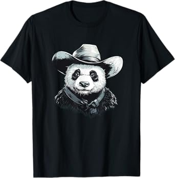 Nice Panda with Bandana and Cowboy Hat Costume T-Shirt