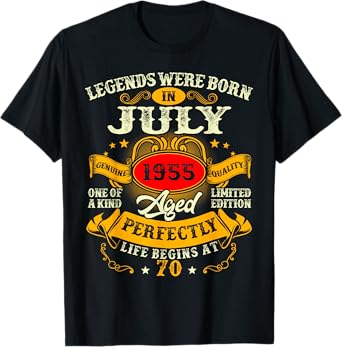 Legend Since July 1955 Vintage Retro 70th Birthday Men Women T-Shirt