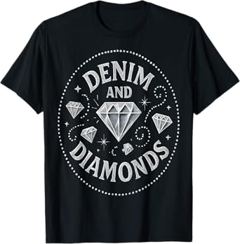 Denim and Diamonds Cowgirl Glam Western Rodeo Party Women T-Shirt