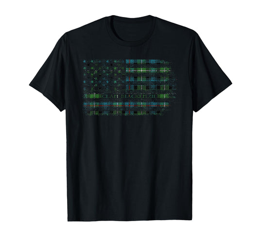 Clan Mackenzie Scottish tartan US flag kilt Scotland T-Shirt