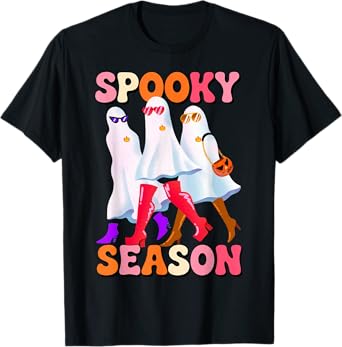 Funny Spooky Season Funny Retro Ghost Women girls Halloween T-Shirt