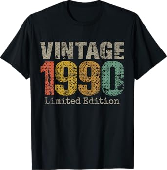 Vintage 1990 Limited Edition 35th Birthday Gifts 35 Year Old T-Shirt