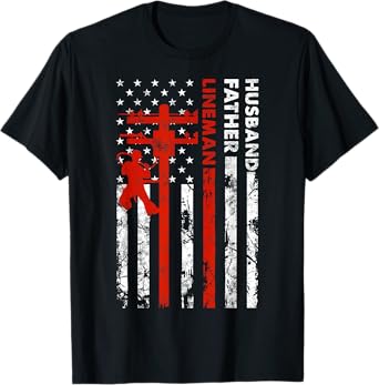 Electric Cable Lineman Husband Father Dad Fathers Day gift T-Shirt