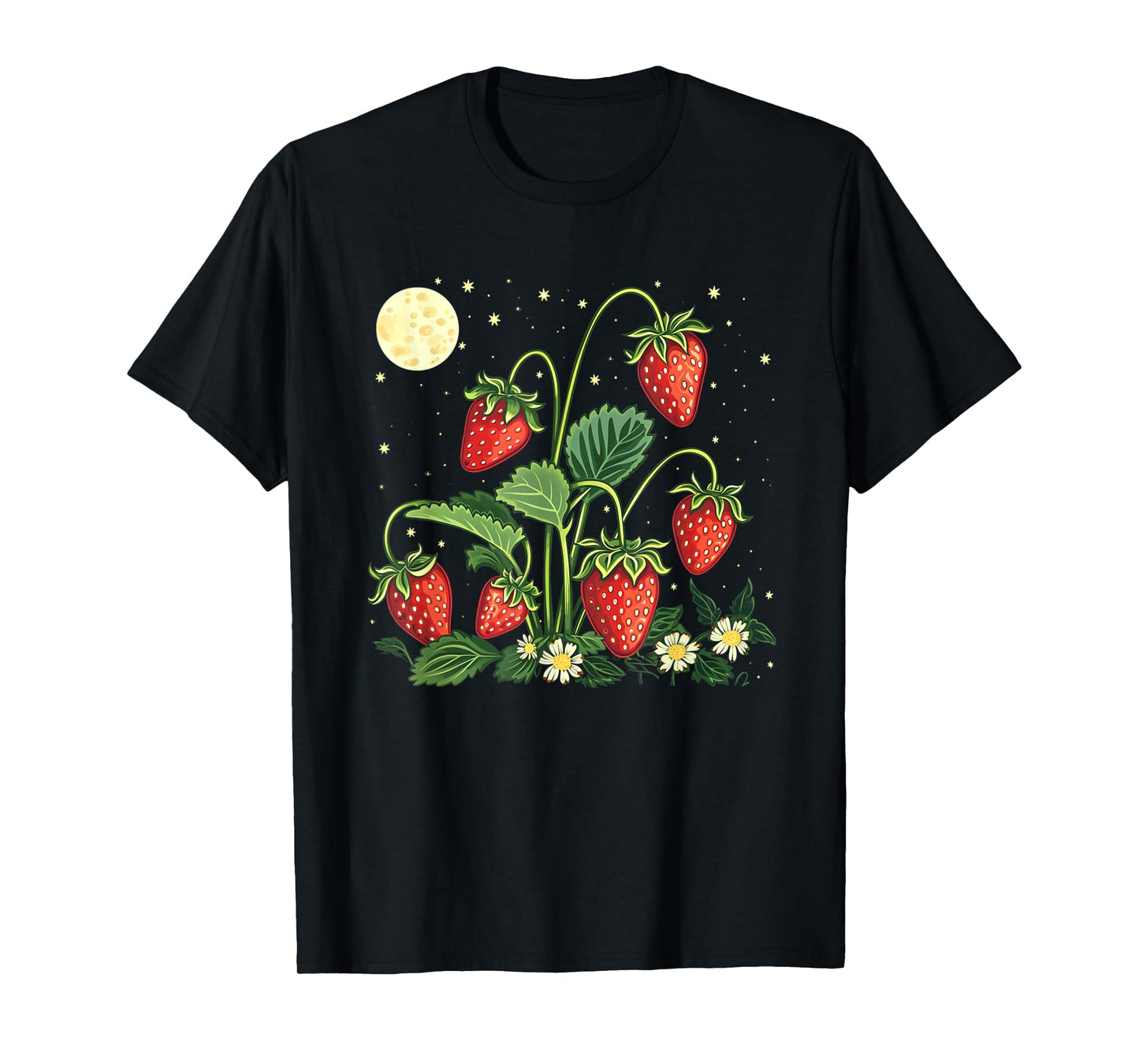 Funny Strawberry Plants by Night with full moon outfit T-Shirt