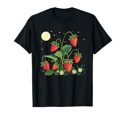 Funny Strawberry Plants by Night with full moon outfit T-Shirt