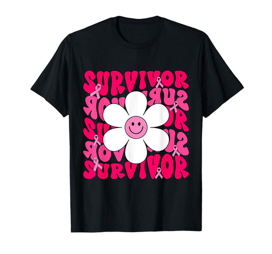 Survivor Breast Cancer Awareness Retro Groovy Breast Cancer T-Shirt