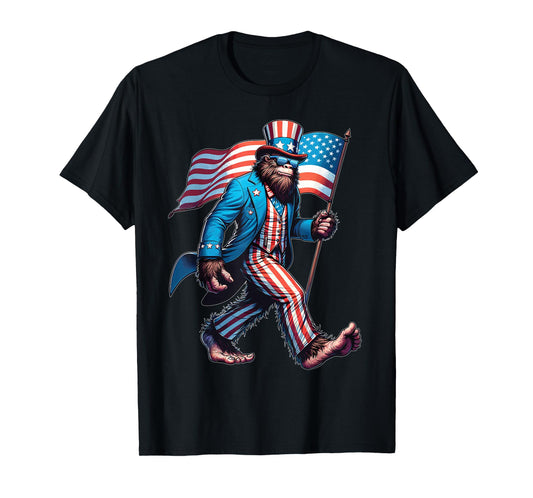 4th Of July Bigfoot Sasquatch Patriotic American Flag T-Shirt