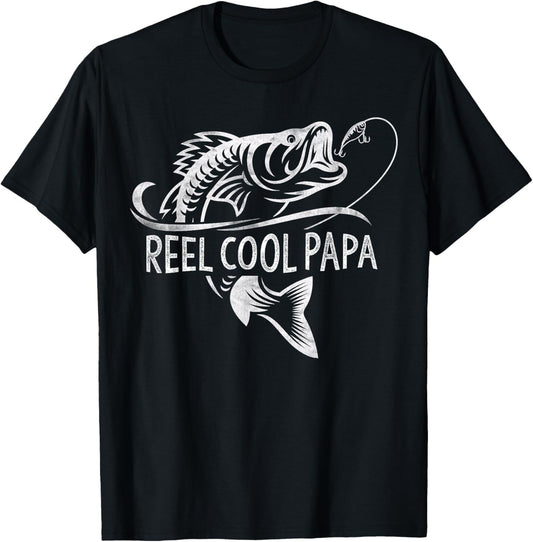 Reel Cool Papa Fishing Dad Gifts Father's Day Fisherman Fish T-Shirt