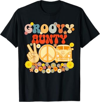 Groovy Aunty Retro Matching Family Baby Shower Mother's Day T-Shirt