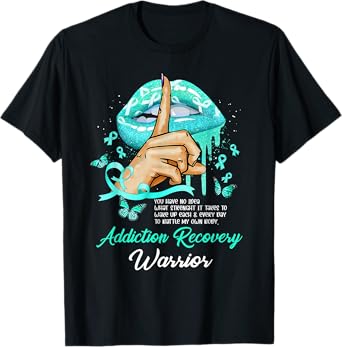 Dripping Lips Butterflies Women Addiction Recovery Warrior T-Shirt