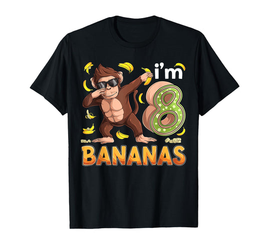 8 Year Old Monkey Birthday Safari Jungle Animal 8th B-day T-Shirt