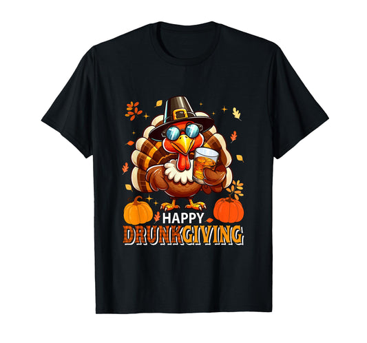Thanksgiving Drunker Turkey Sunglasses Drinking Bourbon T-Shirt