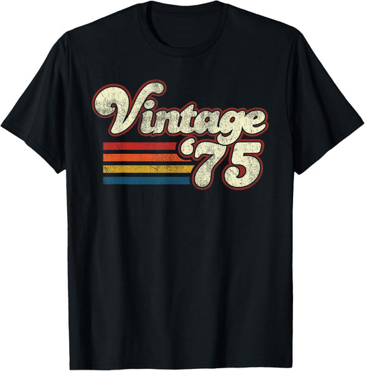 1975 50th Birthday T-Shirt Unisex-Adults Black Medium