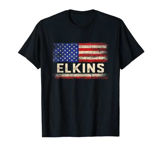 ELKINS Last Name Shirt ELKINS Name American Flag T-Shirt