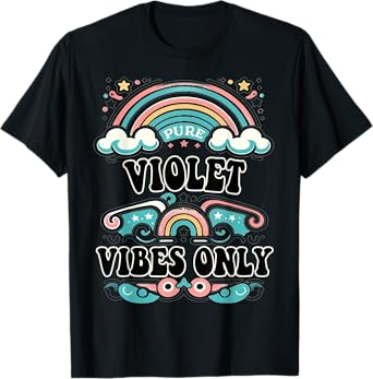 VIOLET Vibes Only Cute Retro Girls VIOLET Name T-Shirt