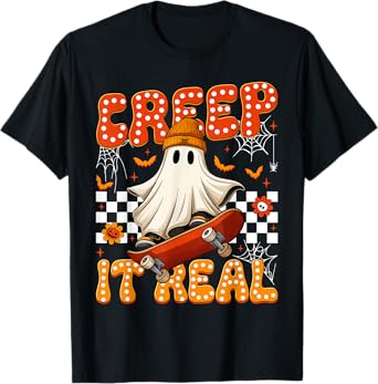 Vintage Retro Halloween Creep It Real Ghost Boy Fall Season T-Shirt
