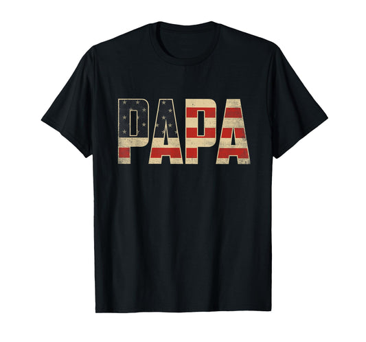 Papa Bold Patriotic American Flag Father’s Day Papa T-Shirt