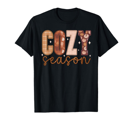 Cozy Season Pumpkin Autumn Fall Y'all Leaves Thanksgiving T-Shirt