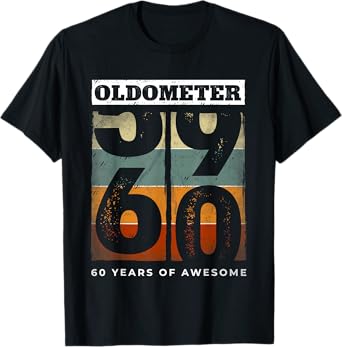 Oldometer Vintage 60th Birthday Men Retro Funny 60 Year Old T-Shirt