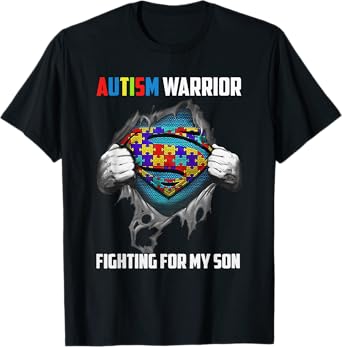 autism warrior fighting for my son autism mom dad parents T-Shirt