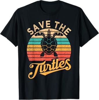 Save The Turtles Animal Rights Sea Turtle Retro Style Gift T-Shirt