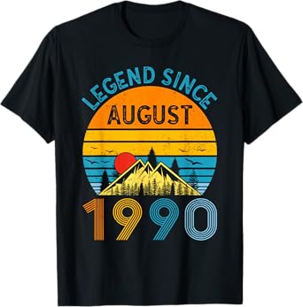 Legend Since August 1990 35th Birthday Vintage 35 Years Old T-Shirt