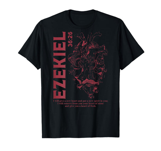 Vintage Ezekiel 36-26 Heart Of Flesh Bible Verse Christian T-Shirt