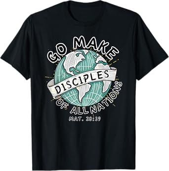 go make disciples of all nations retro world map christian T-Shirt
