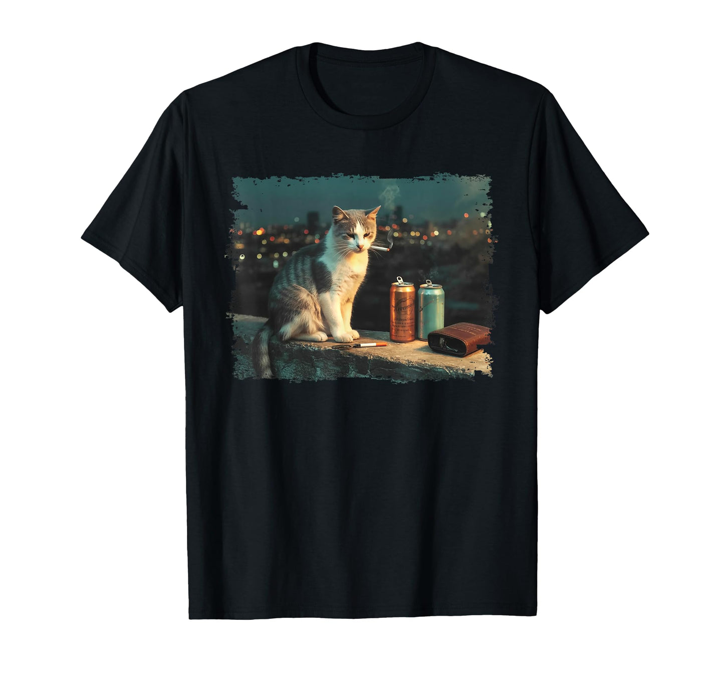 Cigarette Kitten Funny Smoking Cat Meme Stupid Brainrot T-Shirt