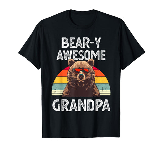 Bear-y Awesome Grandpa Funny Saying Bear Vintage Grandfather T-Shirt
